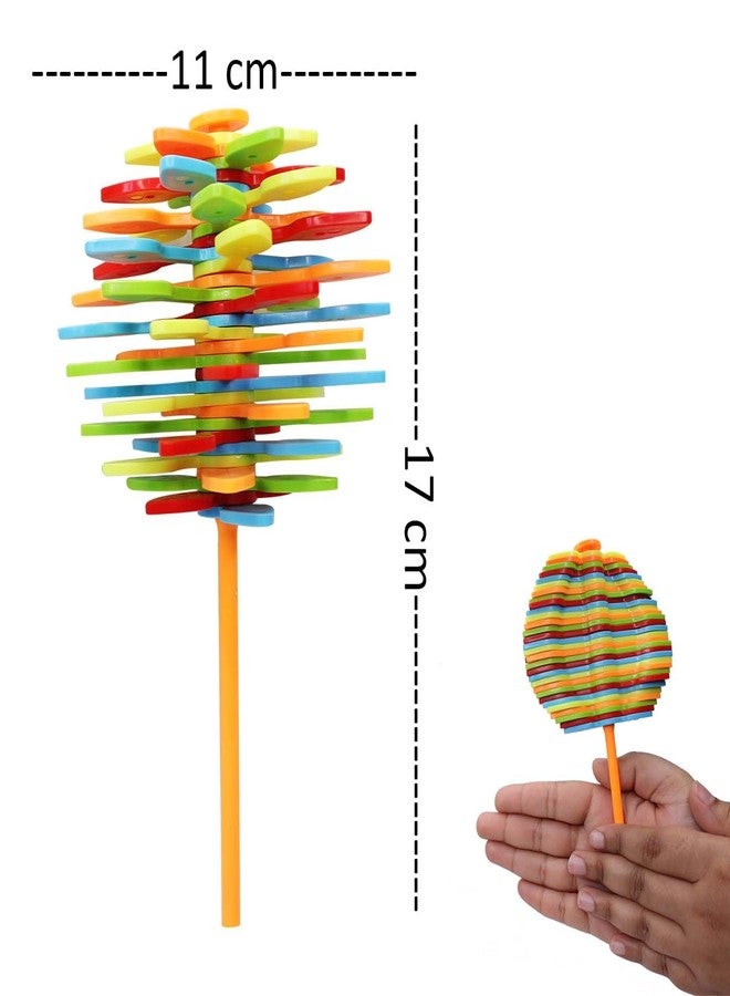 فولي لعبة زهرة ملونة قابلة للدوران والالتواء بالكامل للأطفال، على شكل مصاصة، ألعاب يدوية لتخفيف التوتر، مناسبة للعب في الأماكن المغلقة والمفتوحة، هدية مثالية لأعياد الميلاد (عبوة من قطعة واحدة) - Image 2
